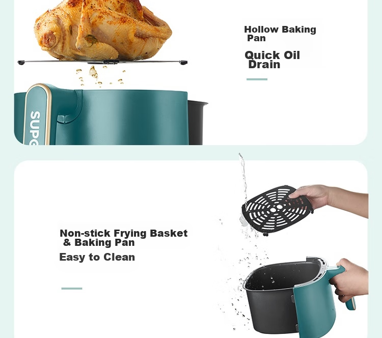 SUPOR ZMD Anxin Series, Cooking Visualization, Enjoy Delicious Food, Inner And Outer Metal Material, Steam Tender Frying, 1500W High Power, 6.0L Large Capacity, Air Fryer KJ60D76 26