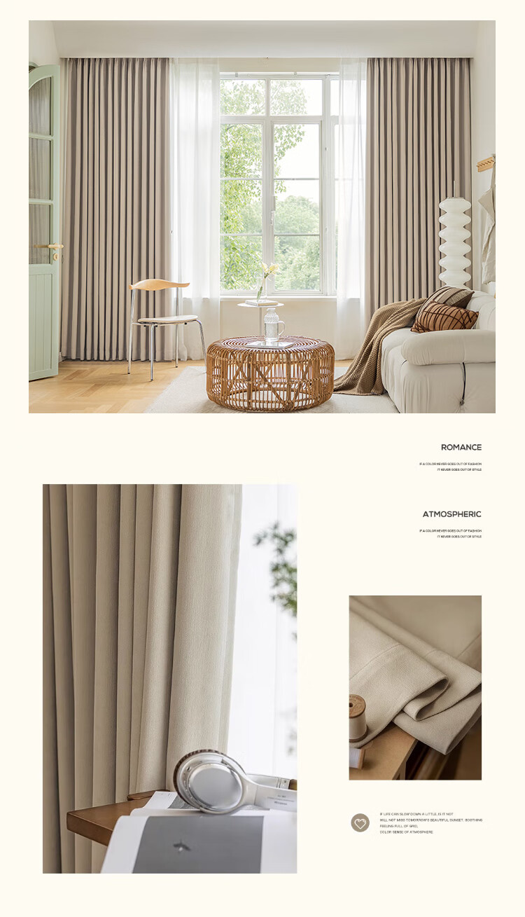 Mihua High-Blackout Curtains Set for Living Room And Bedroom, Thickened Sun Protection, Hook-Back Velvet Fabric, Cream Velvet, 1.5*2.0 Meters 21