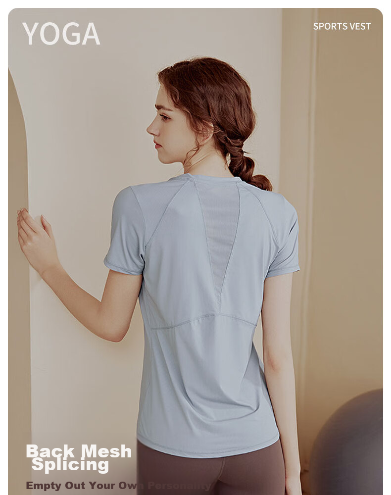 XUEXIMAN Yoga Top for Women, Fitness Short-Sleeve Shirt, Running Sports Slim-Fit Workout Top, Pilates Training Wear 1