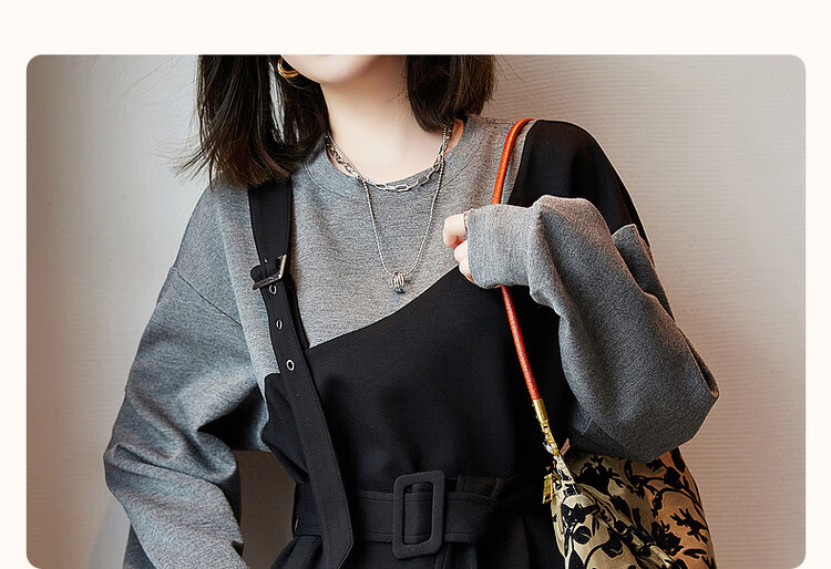 Dme Modern Colorblock Sweatshirt Autumn Crewneck Casual Long Sleeve Straight Sweatshirt for Women 3