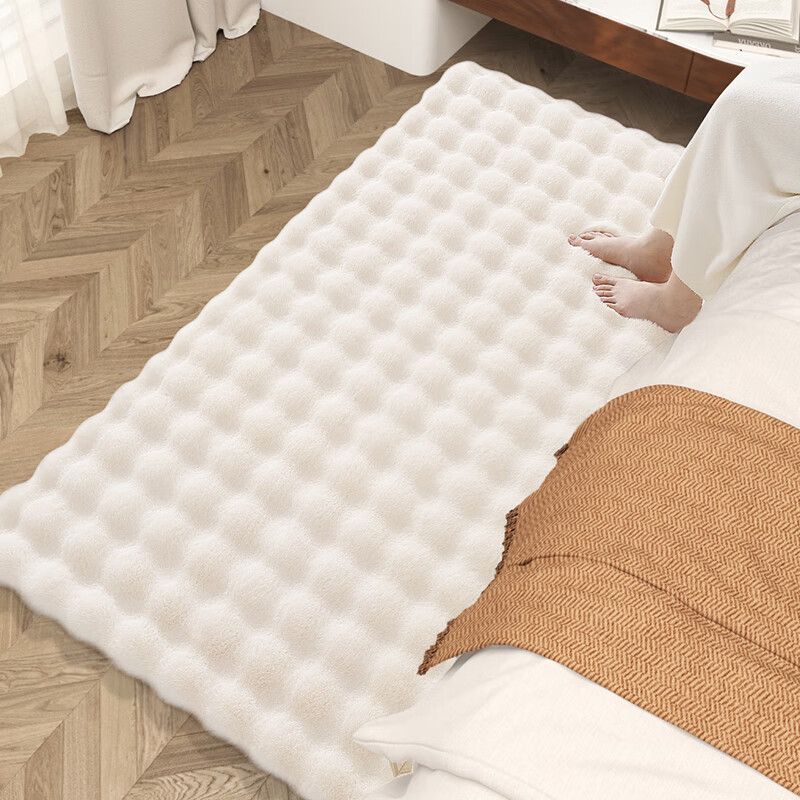 DeXi Bedside Rug, Bedroom High-End Long Strip Floor Mat, Rabbit Fur Plush Carpet for Home Use, 60x180cm