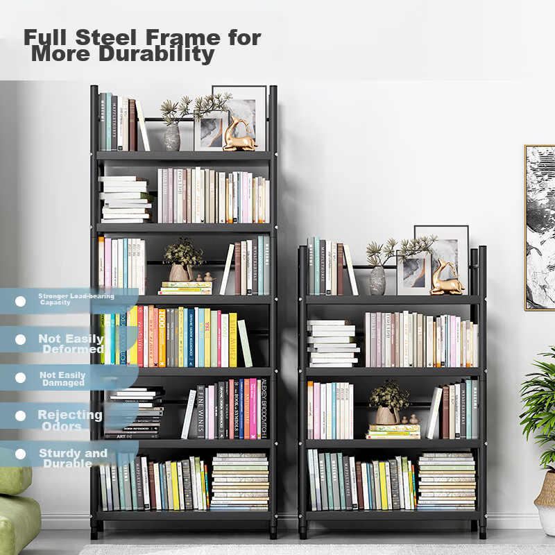 Anerya Steel Bookshelf, Floor-Standing, 176cm, Multi-Tier Simple Bookcase, Storage Rack, Display Shelf, Storage Organizer, 6 Layers, 62cm