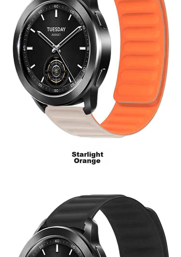 ESCASE Xiaomi Watch Strap Magnetic Silicone, Compatible with WatchS4/S3/S2/S1/S1Pro/Color2, Comfortable Strap for Men And Women, Universal Wristband, 46mm Dial, Black 15