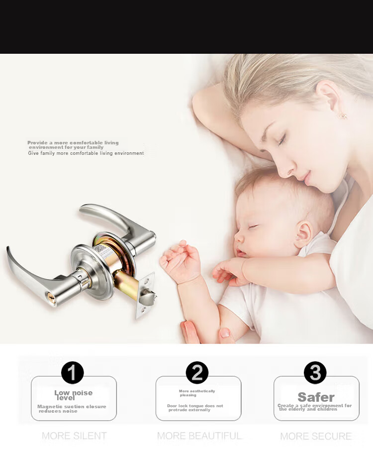 Fly.Globe Spherical Lock, Indoor Bedroom Door Lock, Single Latch Handle Lock, Double Latch Universal Model FQ-202SB 4