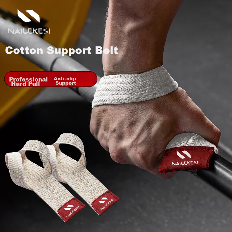 NAILEKESI N Wrist Support Band for Deadlifts, Fitness Training, Weightlifting, Grip Strength, Rowing, Palm Protection, Pull-Up Bar Wrist Guard, Cotton Version, Two-Pack