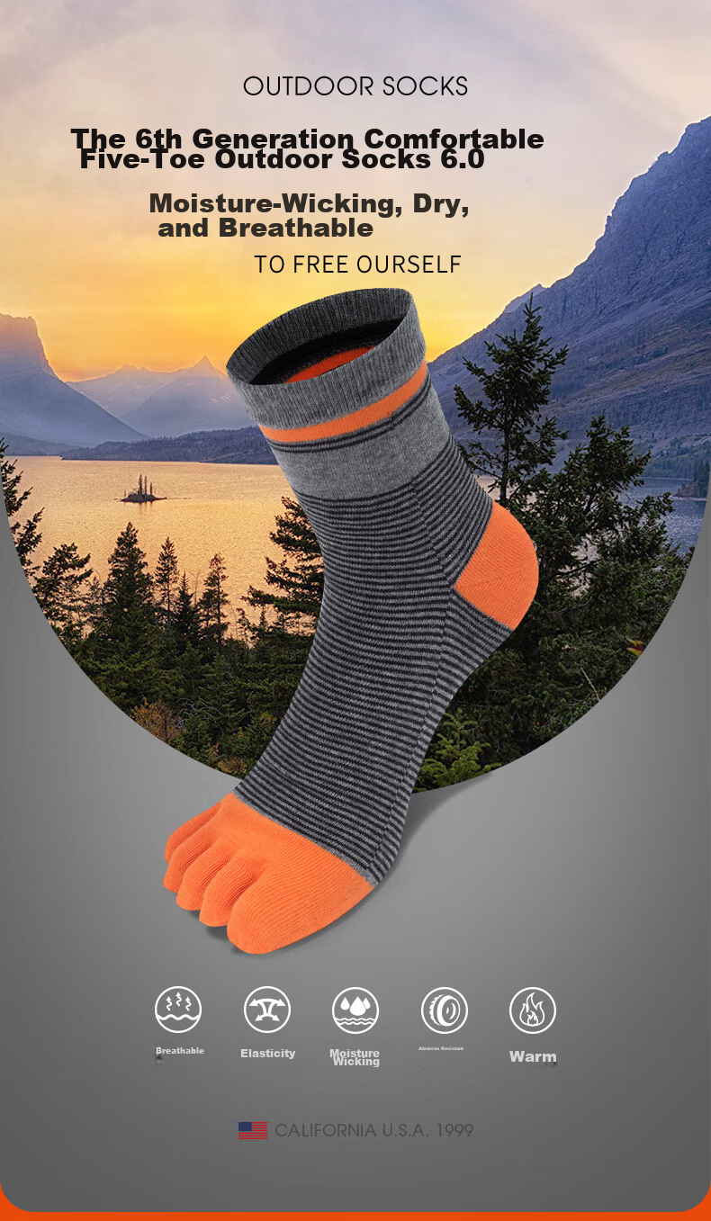 TFO Competition-Grade Five-Toe Outdoor Socks, Non-Slip Wear-Resistant Hiking And Mountaineering Socks Sports Socks 2202418 Men's Bright Blue 2