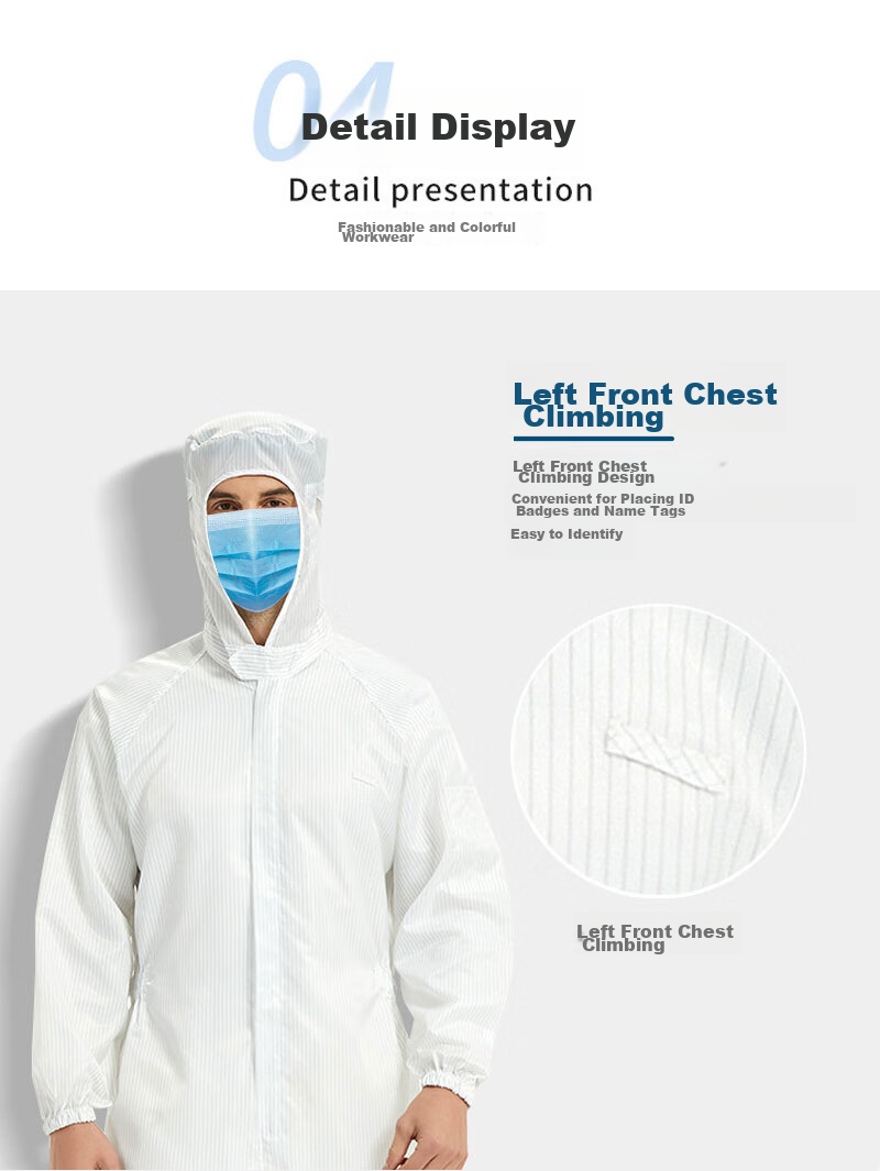 Jiuqiangu Antistatic Suit, Clean Room Coverall, Full-Body Dustproof Workwear for Men And Women, Customizable, Blue, 3XL 6