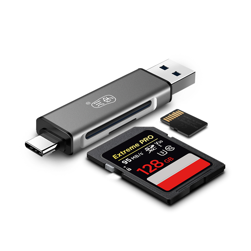 Chuanyu USB/Type-C 3.0 Card Reader, SD Card/TF Card Reader, Multi-In Compatible with Computers/tablets/smartphones/Apple 17 Drones, Pocket Card Reader