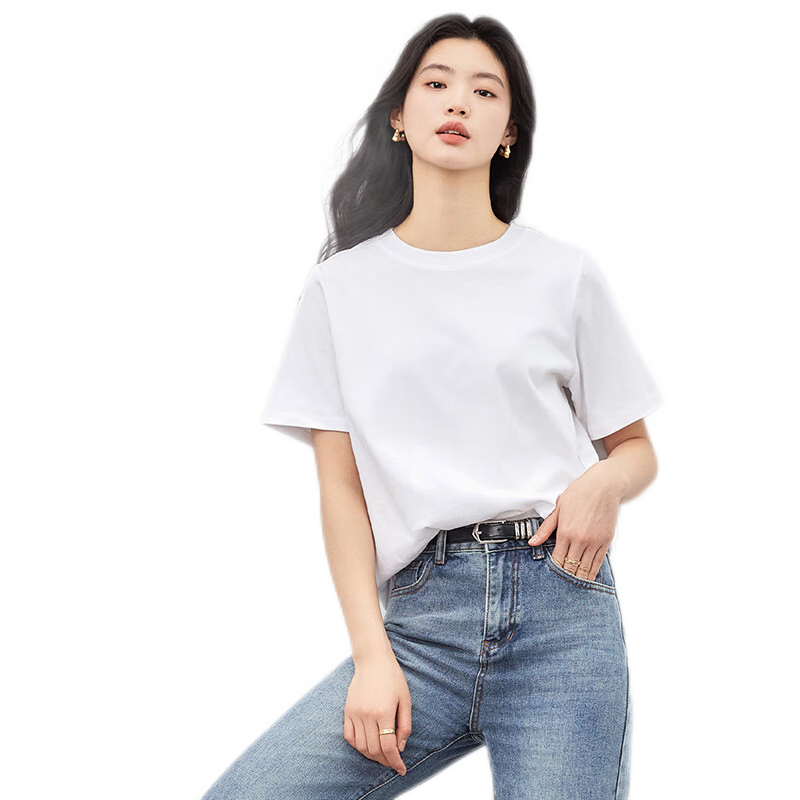Ziyouxi 7A Grade Antibacterial Pure Cotton Heavyweight T-Shirt, 2026 New Style, Black Trendy Loose Casual White Short-Sleeve Women's Summer T-Shirt