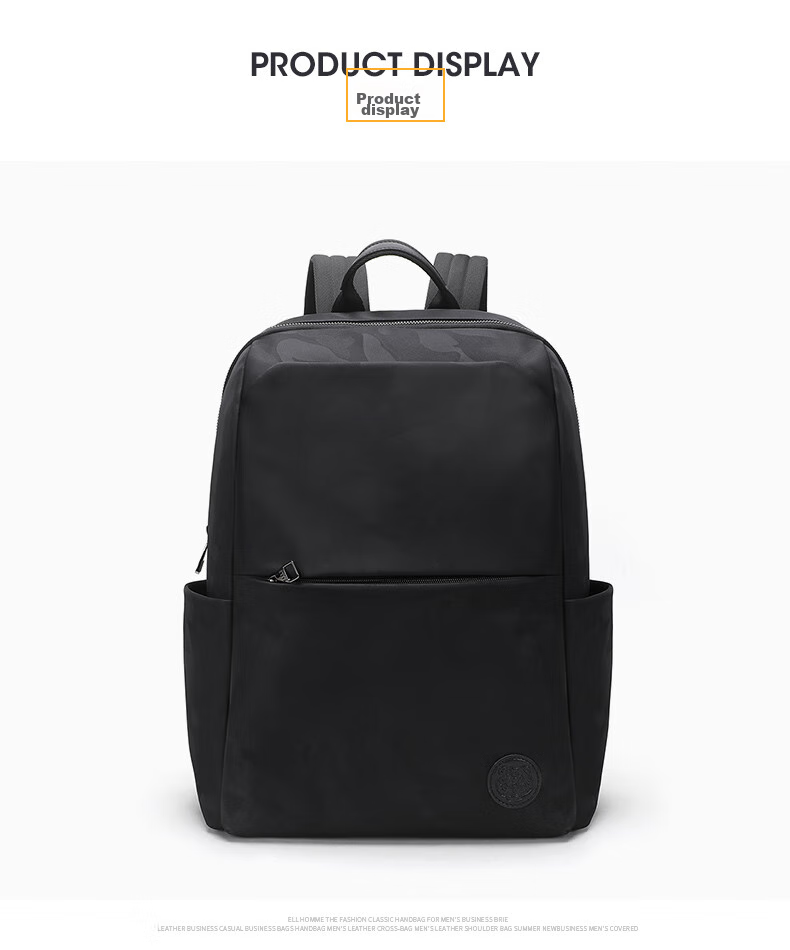 ELLE HOMME Men's Backpack, Large Capacity, Trendy Camouflage Fabric Backpack for Men, Fashionable Casual Laptop Bag, 00860 Black 7