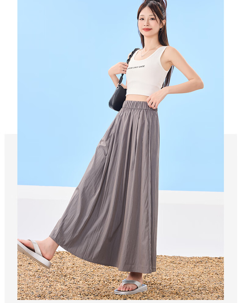 Ziyouxi Women's Midi Skirt, 2026 New Summer Thin Style, High-Waisted A-Line Slimming Umbrella Skirt, Pleated Long Skirt, Petite Yamamoto Skirt 17