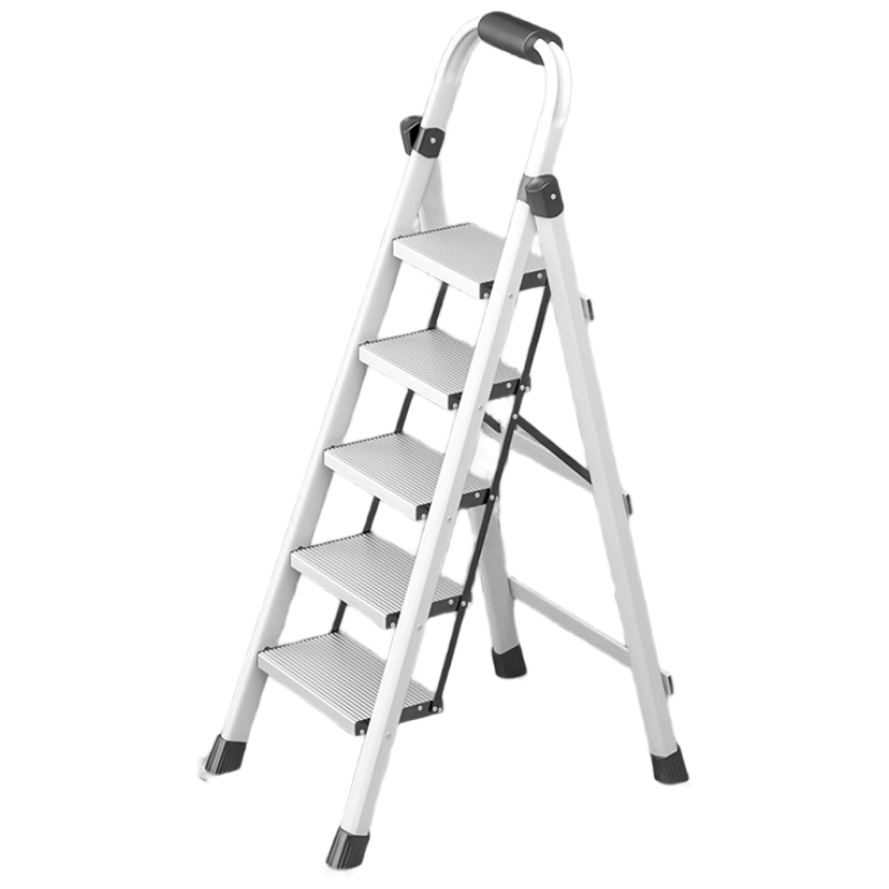 Chuangshuo Folding Ladder for Home Use, Safe And Foldable, Thickened And Reinforced Ladder, White Five-Step Aluminum Alloy Step Ladder