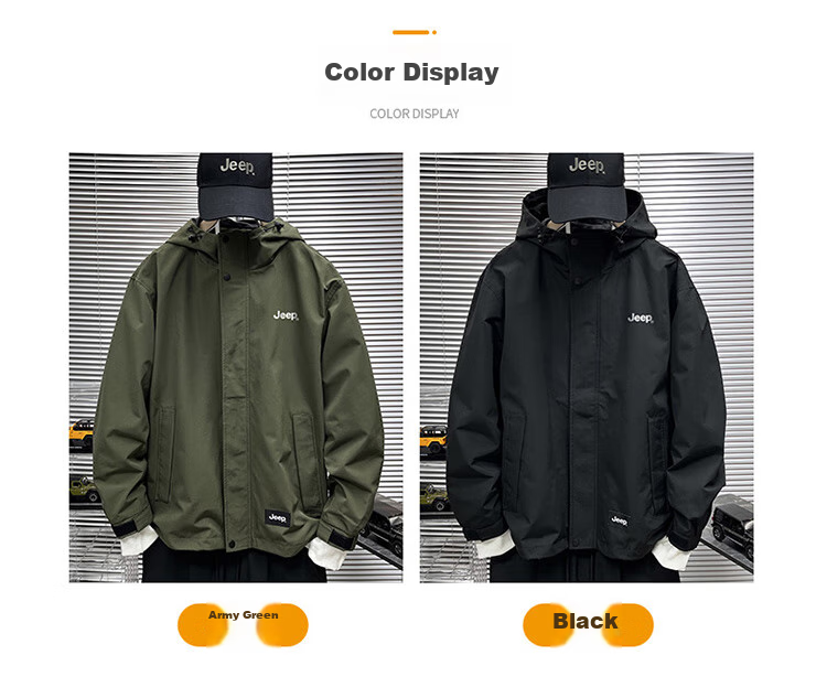 JEEP Men's Jacket, Spring And Autumn Casual Loose Windbreaker Workwear Clothing, Army Green, L 9