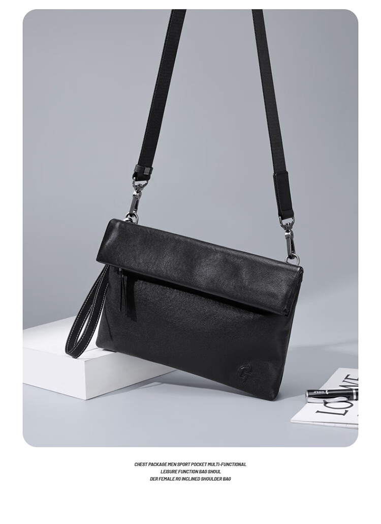 GOLF Shoulder Bag for Men, Top-Grain Leather Crossbody Bag with Multiple Card Slots, Handbag with Dual Use for Phone And IPad, Business Bag for Me 15