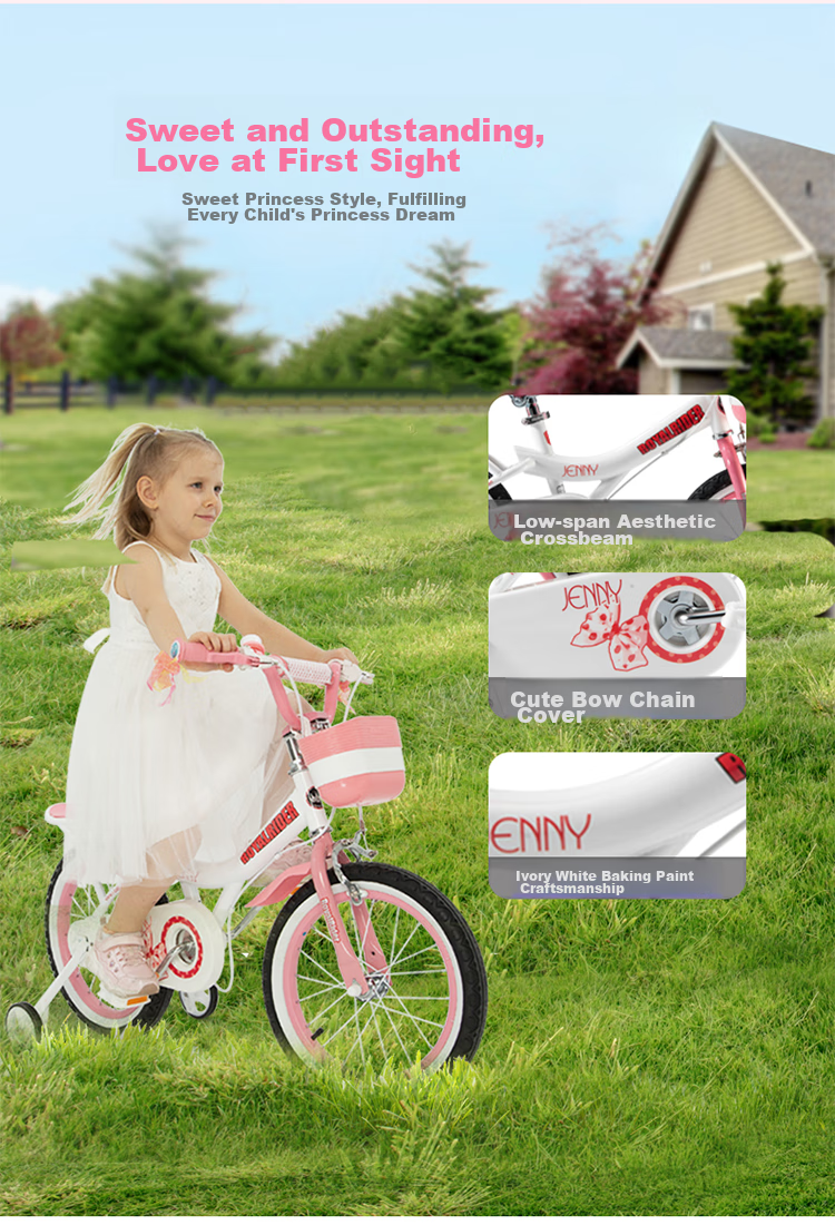 RoyalBaby Children's Bicycle, Girls' Bike, Pedal Bike, for Ages 4-7, with Training Wheels, Princess Pink And White, 16 Inches 6