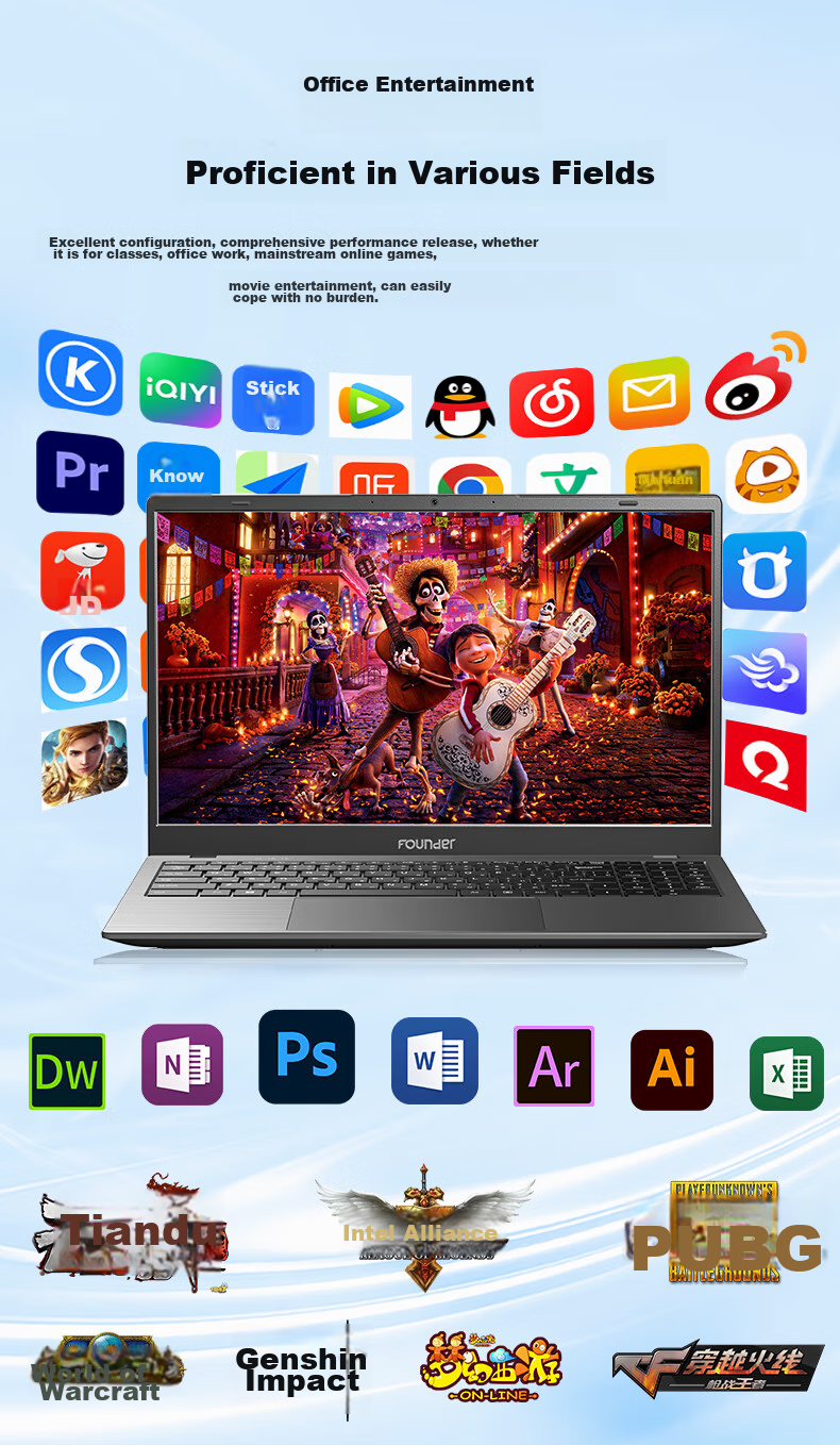 Fangzheng 2026 New i3 Lightweight Laptop 15.6" 8GB RAM 128GB SSD High-Performance Business Travel Study Entertainment All-in-One Notebook 6