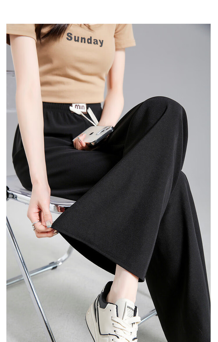 Dme [Refined Light Urban Draping Pants] Spring And Autumn Lightweight Elastic Waist Long Pants for Women, Casual Trousers 13