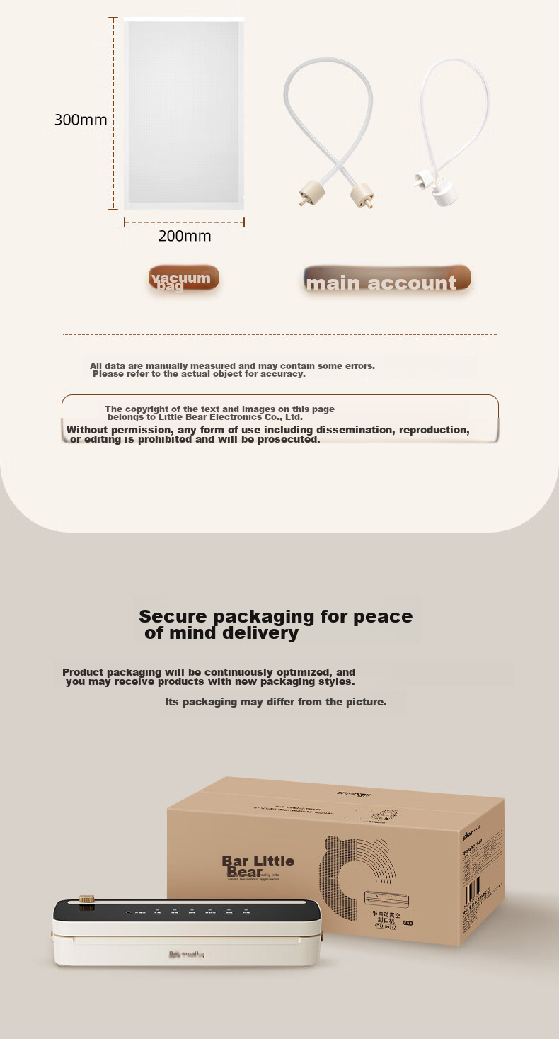 Bear Vacuum Sealing Machine, Home And Commercial Fully Automatic Vacuum Sealing All-In Machine, Dry And Wet Dual-Use Vacuum Sealer Packaging Machine FKJ-G01F2 25
