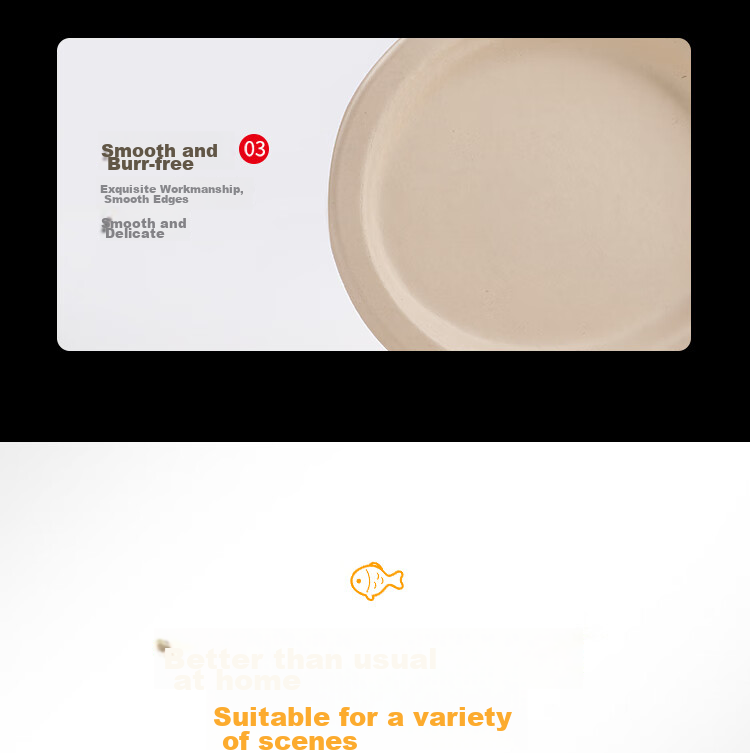 LANZIRAN Disposable Tableware Plates, Large Fish Plates, 20 Pieces, Sugarcane Pulp Paper, Biodegradable, for Group Dining, Barbecue, Picnic, Camping Plates 8