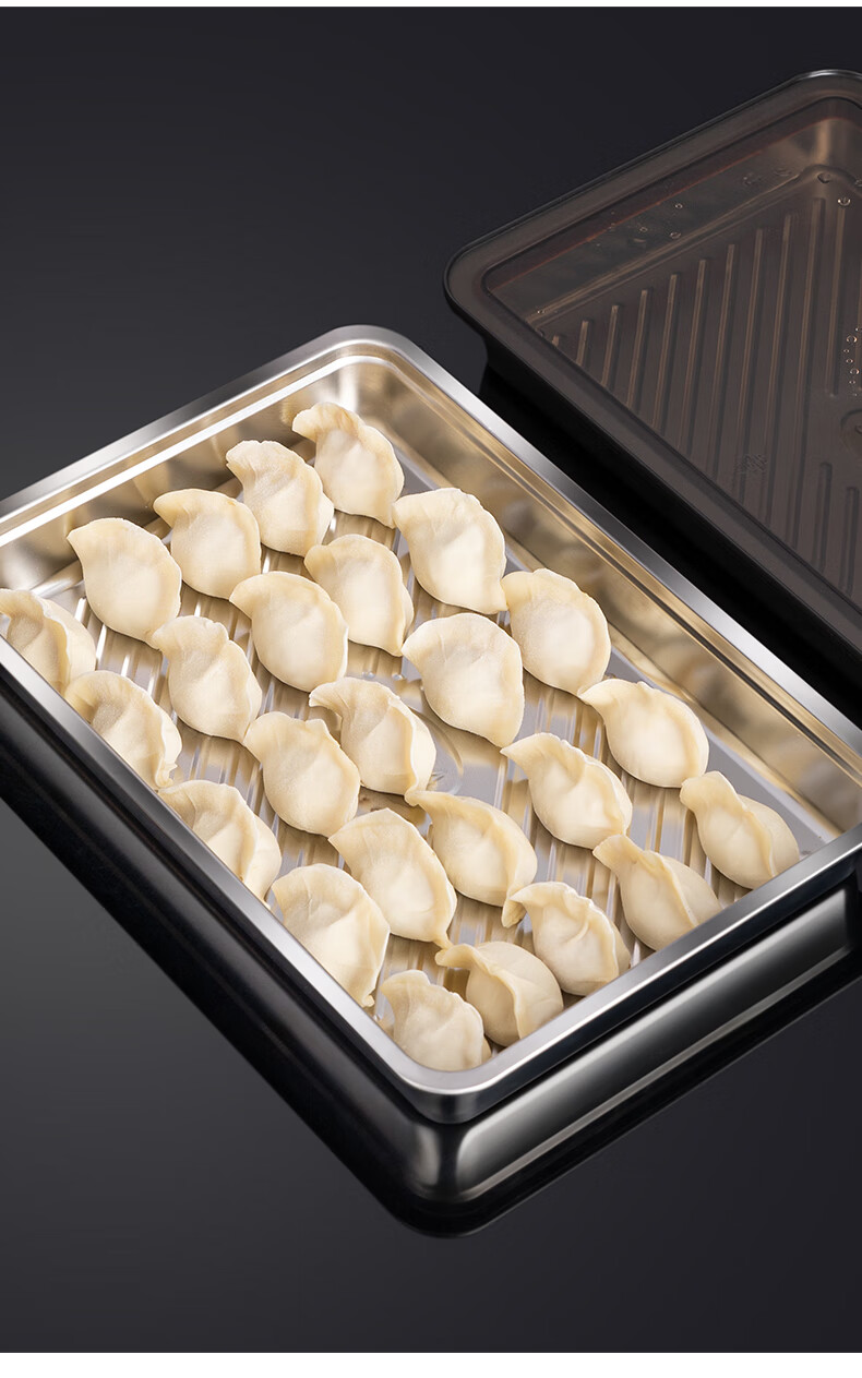 Newair 304 Stainless Steel Dumpling Box, Refrigerator Storage Box, Sealed Container for Dumplings, Frozen Wonton And Dumpling Tray, Food Storage Box 10