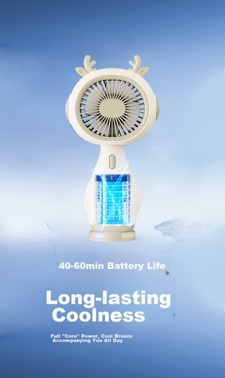 Ouliwen Small Handheld Fan for Desktop And Bed, USB Rechargeable, Low Noise, Three Speeds, Portable Mini High-Power Electric Fan for Office And Dormitory, My Little Pony Blue 8