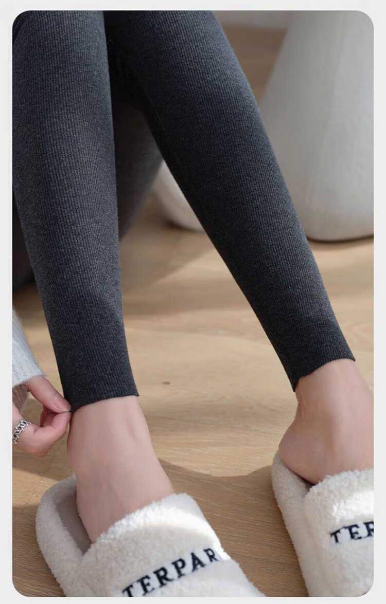 Zaisuo Women's Autumn Winter Cotton Striped Slimming Leggings Fleece Lined Thickened Tights Outerwear Leggings 19