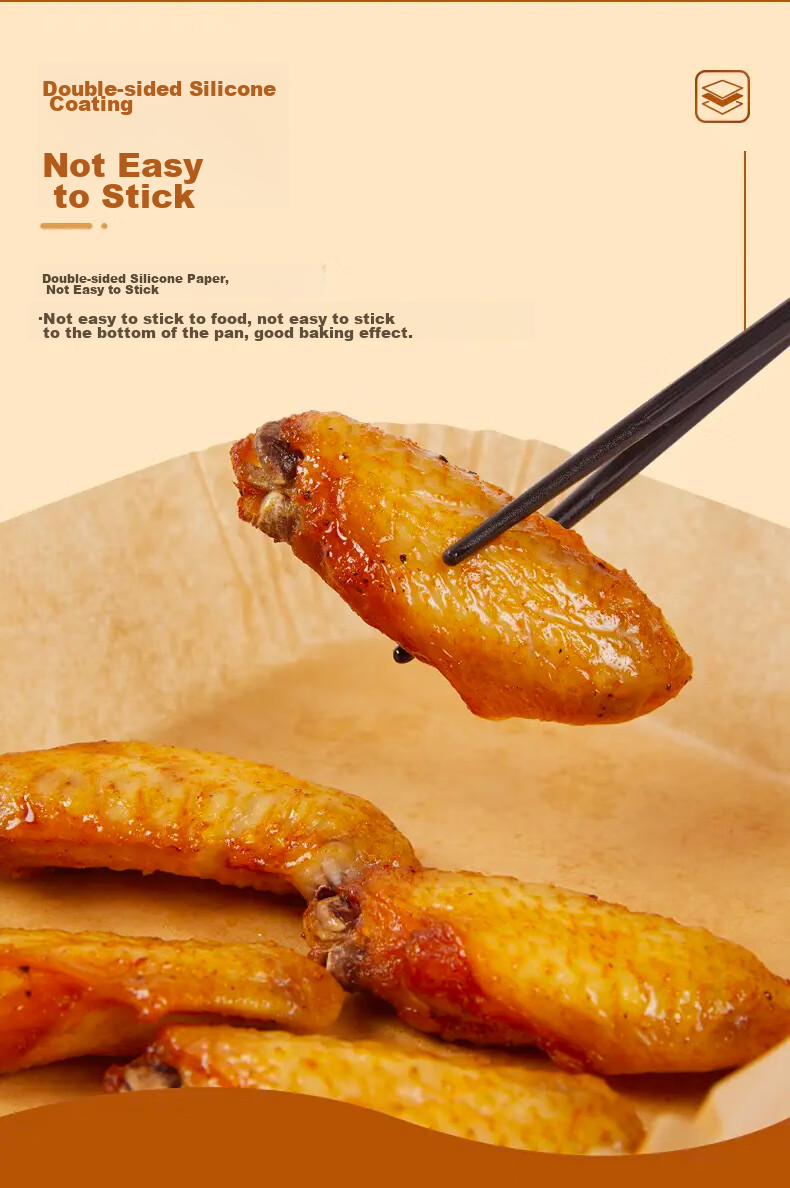 MIAOJIE Air Fryer Paper Trays, 35 Pieces, Widened Design, Double-Sided Silicone Coating for Non-Stick, Baking And Roasting Oven Use 3