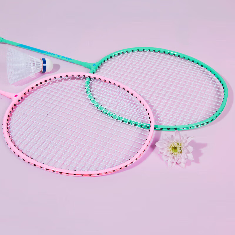 DHS Badminton Racket Set for Beginners, Double Rackets for Entry-Level Training, Alloy Model EG100 with Shuttlecock Included