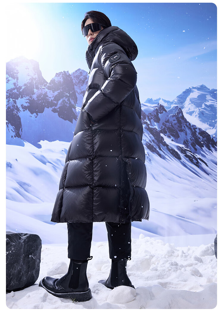 JD Original Black And Gold Goose down Jacket, Unisex Long Style Winter Coat for Couples, Thickened Outerwear Men's Clothing, Black XL 19