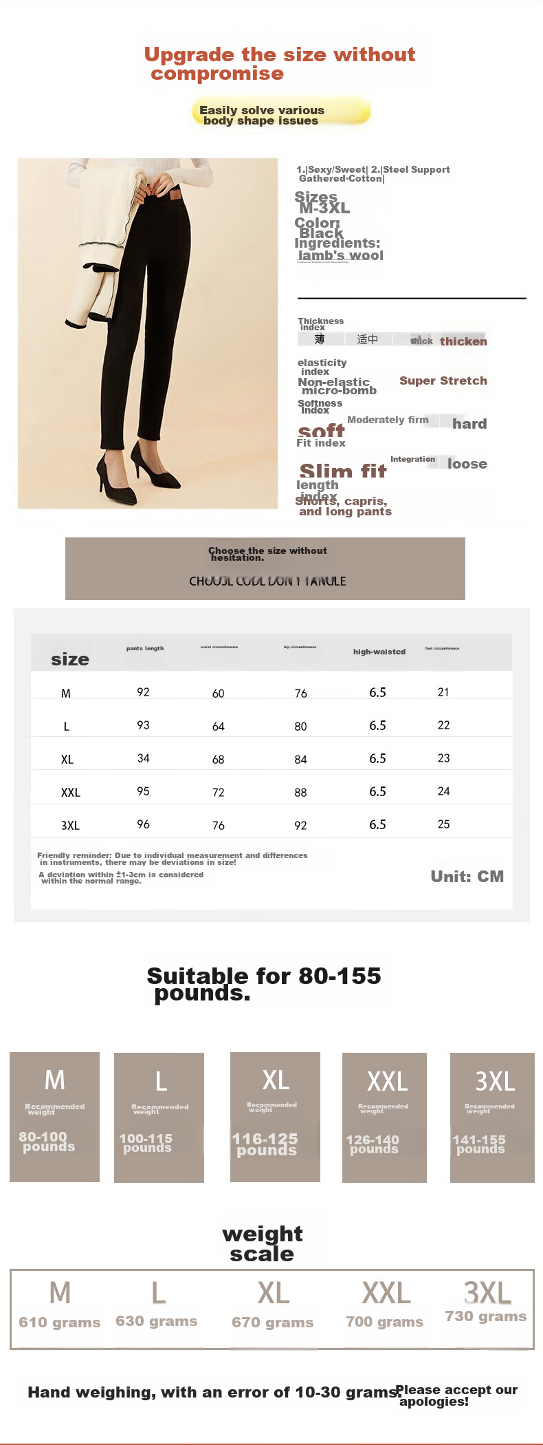 LangSha 25 Autumn Winter New Lamb Fleece Lined Leggings Thickened Warm High Waist Slim Fit Plus Size Cotton Pants for Women 12