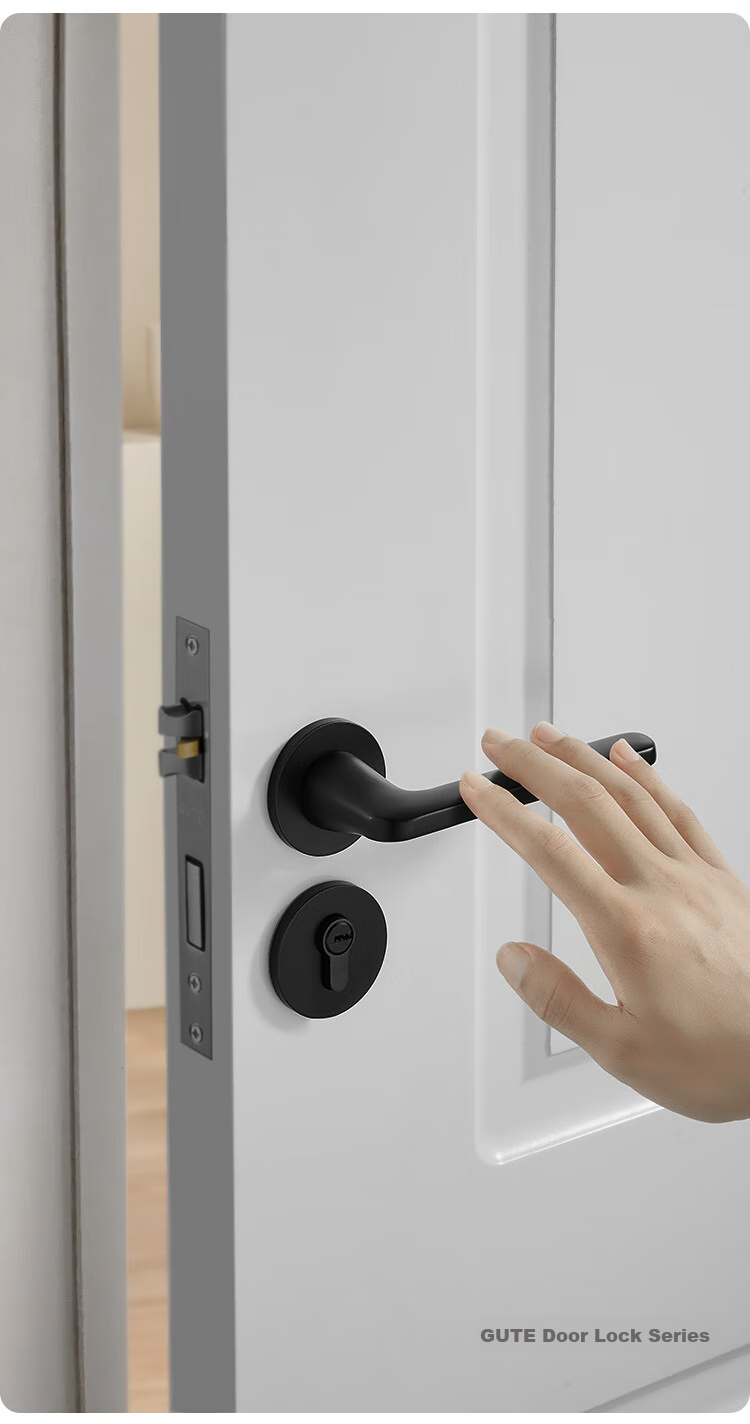 GUTE Door Lock, Interior Room Door Lock, Bedroom Door Lock, Bathroom Solid Wood Door Handle, Quiet Noise Reduction Door Lock Hardware, Matte Black Color 2