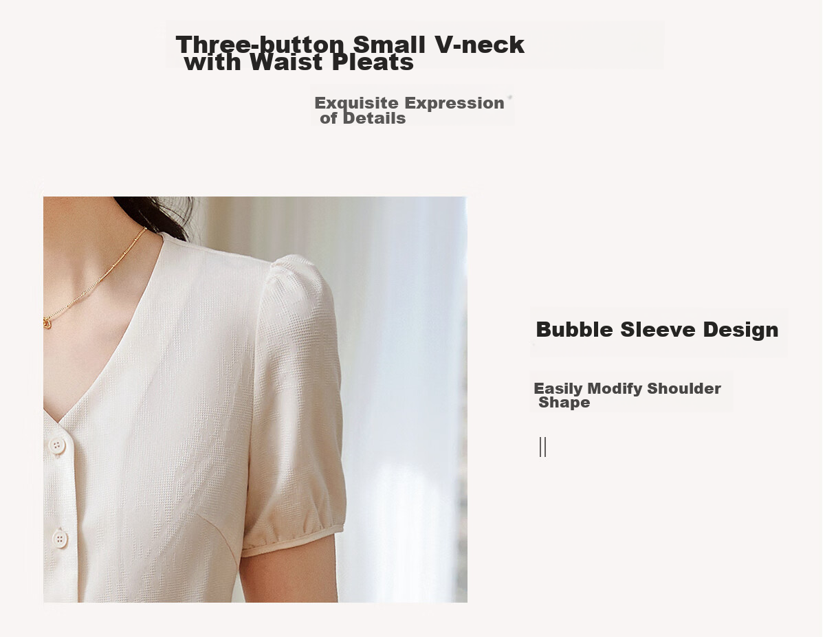 Chushen Summer Short-Sleeve Dress for Women, Fashionable Design V-Neck Waist-Cinching Slimming French-Style Dress S141Q1214 6