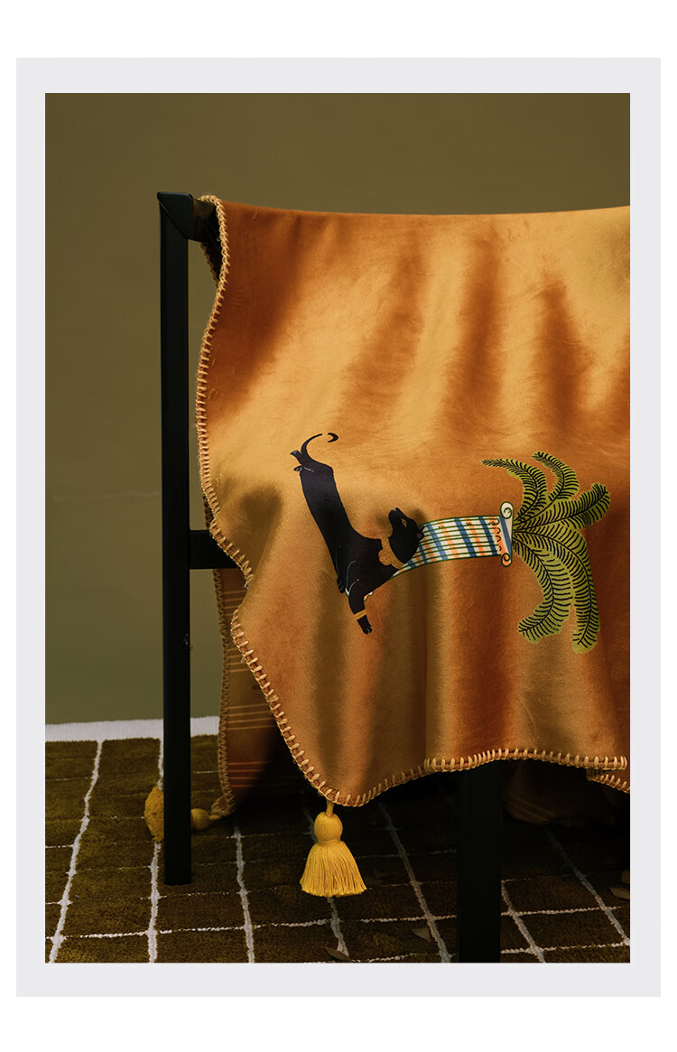 Xiangneichuanxing Double-Sided Luxury Black Cat Fur Blanket, Sofa Throw, Autumn And Winter Nap Blanket, Guardian of Moon Goddess, 120x150cm 5