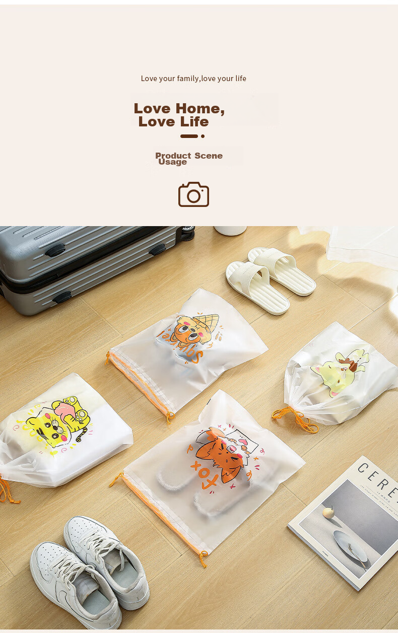 Fanyejia Shoe Storage Bags, 20 Luggage Clothes Sorting Dust-Proof Drawstring Transparent Plastic Anti-Stain Bags 5