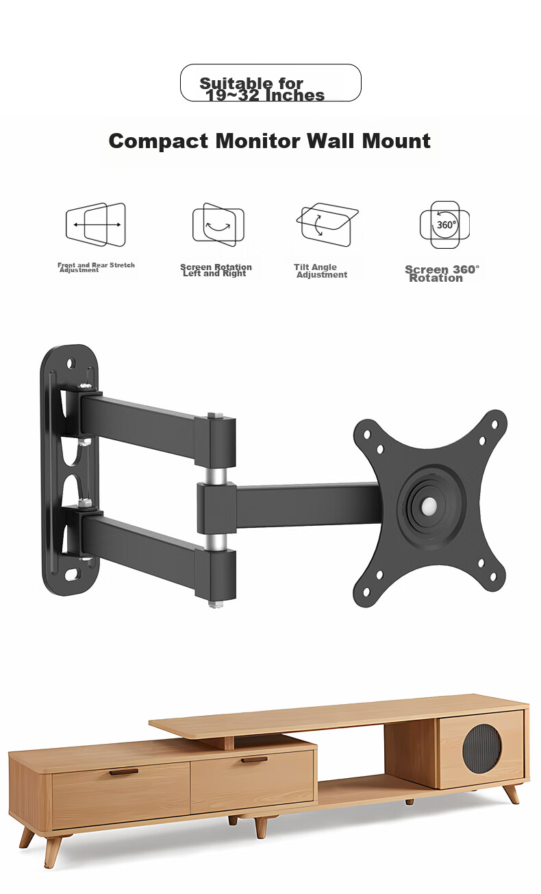 LUCKPRO Monitor Wall Mount Bracket, Computer Monitor Stand Wall Mount, Computer Stand, Monitor Riser, Desktop Wall Mount Bracket 119-01 1