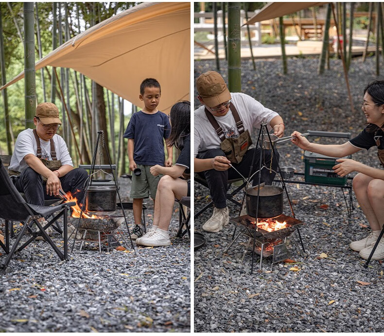 Keman Outdoor Barbecue Grill, Camping Grill, Home Use Charcoal Grill, Stainless Steel Fire Pit, Foldable Fire Ring, Charcoal Roasting Stove 10