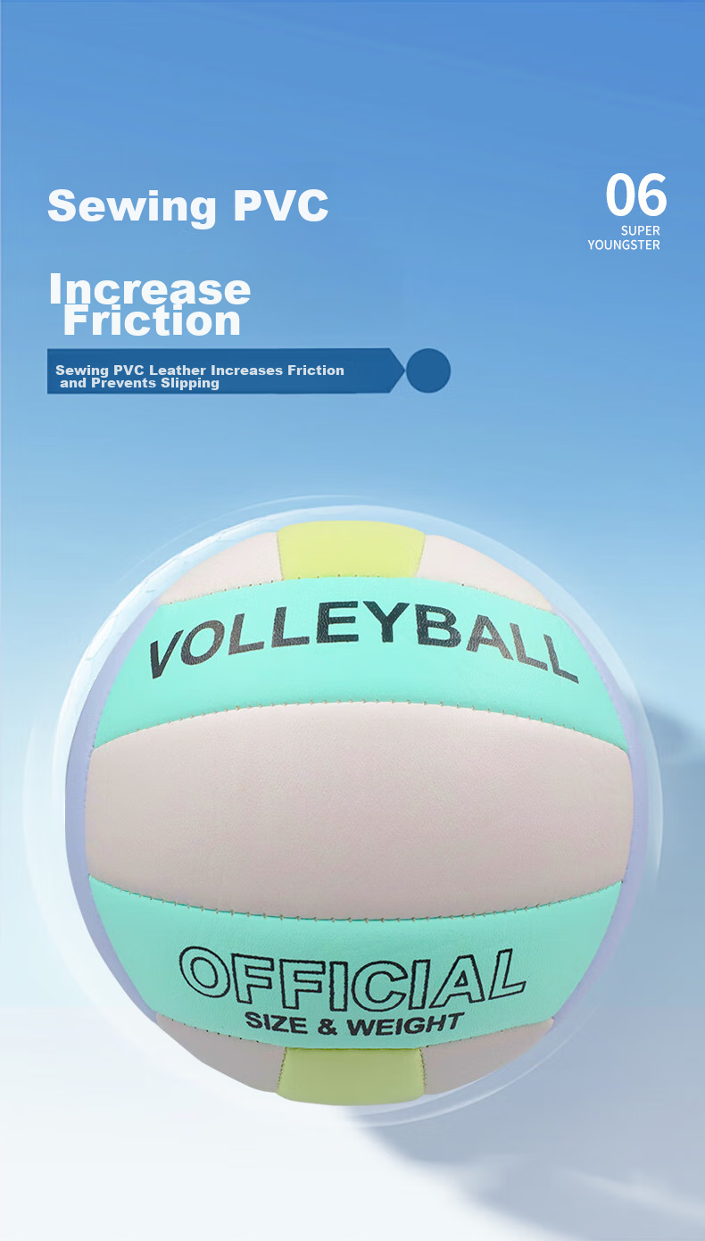 CAMEWIN Volleyball, Size 5, for Middle School Students, Machine-Stitched PVC Beach Volleyball, Thickened Macaron Color, Hard Volleyball for Competition Training, Size 5 Soft Volleyball 7
