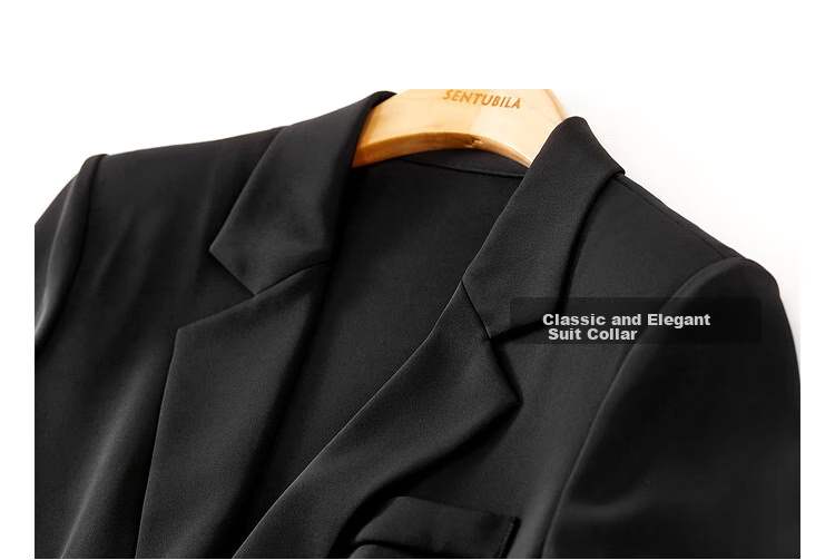 Sentubila Three-Dimensional Draping Summer Casual Short-Sleeve Blazer for Women, Elegant Office Suit Jacket, Black, S 29