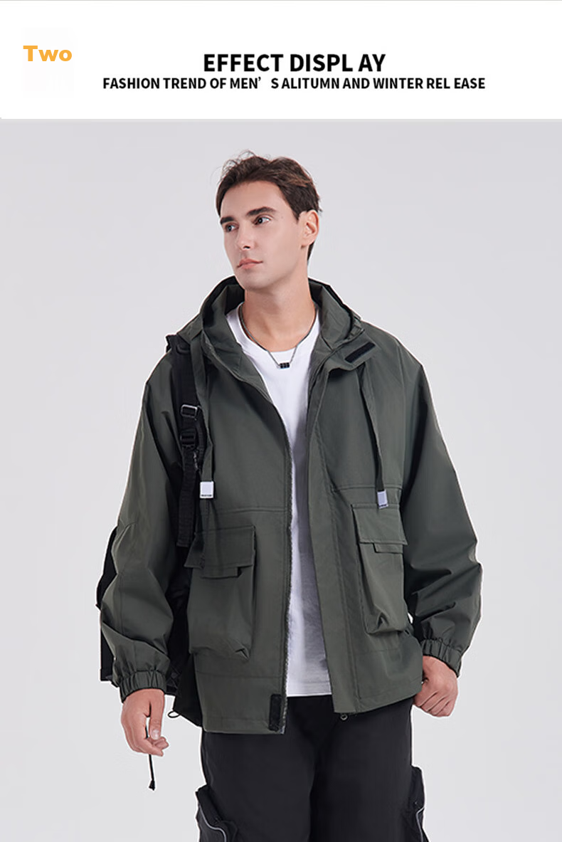 Dingfengbaoluo Workwear Jacket for Men, Spring And Summer Outdoor Casual Versatile Men's Jacket, Loose Fit YM9927 Dark Green L 5