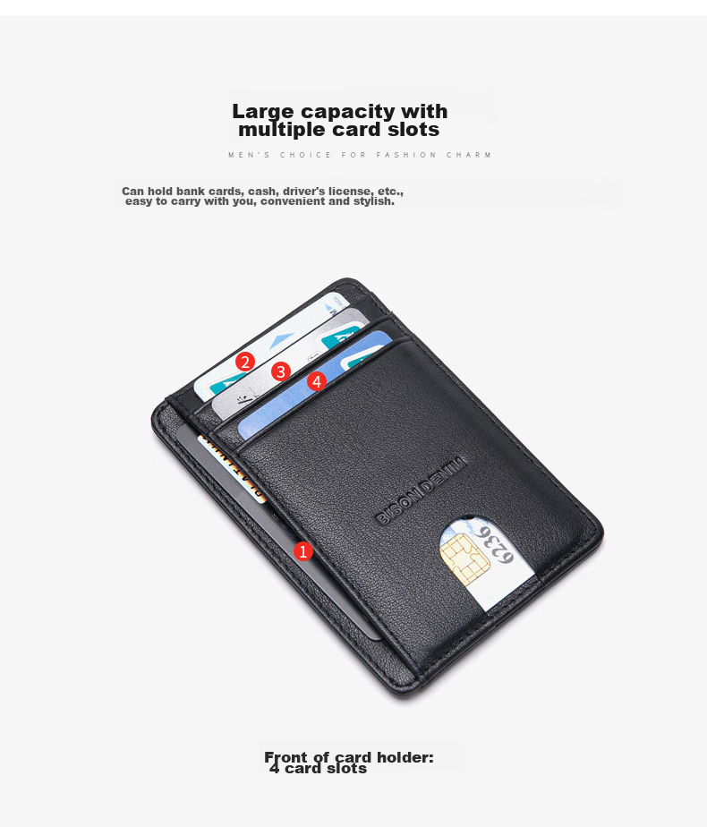 Meizhouyeniou Card Holder for Men, Ultra-Thin, Top-Grain Leather, Multi-Slot ID Holder, Birthday Gift for Boyfriend 9