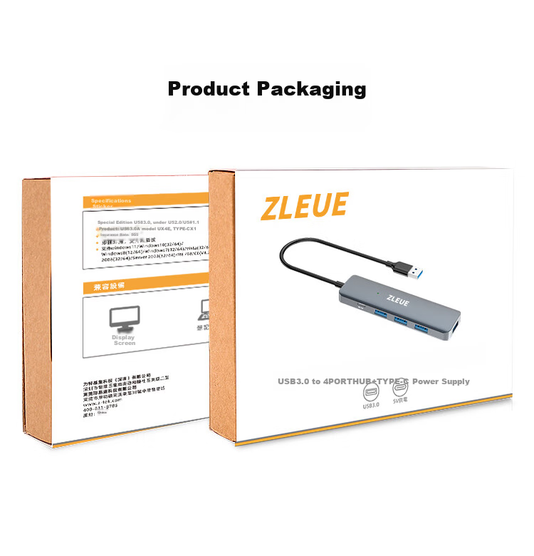 ZLEUE USB Hub 2.0, 4-Port Hub Expander, Laptop And Desktop Computer Splitter, Multi-Port Adapter, Extension Cable with Power Port, 0.2 Meters, E8001C 9