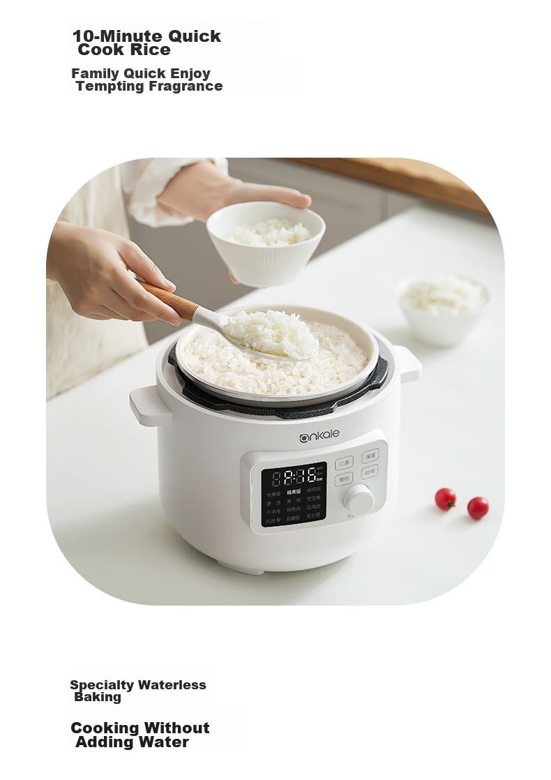 Ankale Electric Pressure Cooker 3L, Home Use One-Pot Dual-Lid Fully Automatic High-Pressure Rice Cooker for 1-3 People, Non-Stick Inner Pot, Removable Lid, Smart Pressure Control for Cooking Rice And Porridge 16