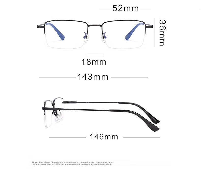 Pulais Reading Glasses for Men, High-End Business Semi-Rimless Imported HD Anti-Blue Light Reading Glasses, Father's Day Gift Box, 100 Degrees 35