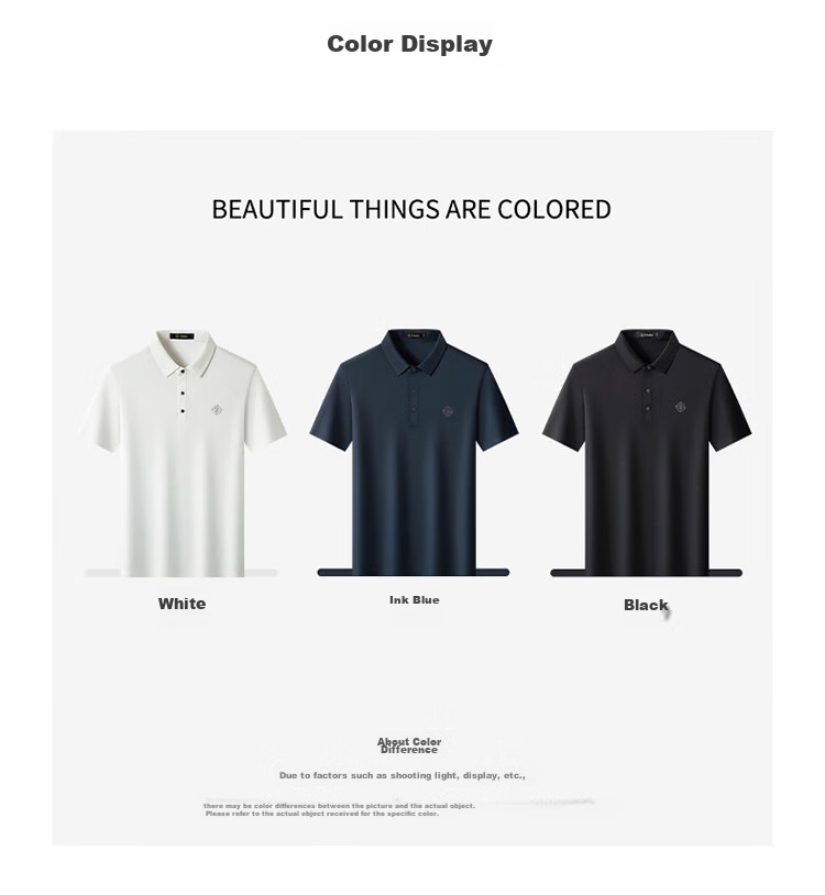 Aidengbao Summer Short-Sleeve Polo Shirt, Fashionable Business Collared Top, T-Shirt Undershirt, Dark Blue, 180/96A(2XL) 2