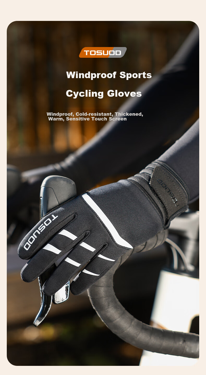 Tasiduizhang Winter Cycling Gloves, Warm, Windproof, Cold-Resistant, Fleece-Lined, for Motorcycles, Electric Bicycles, Skiing, Men And Women, Touchscreen Compatible, XL Size 1