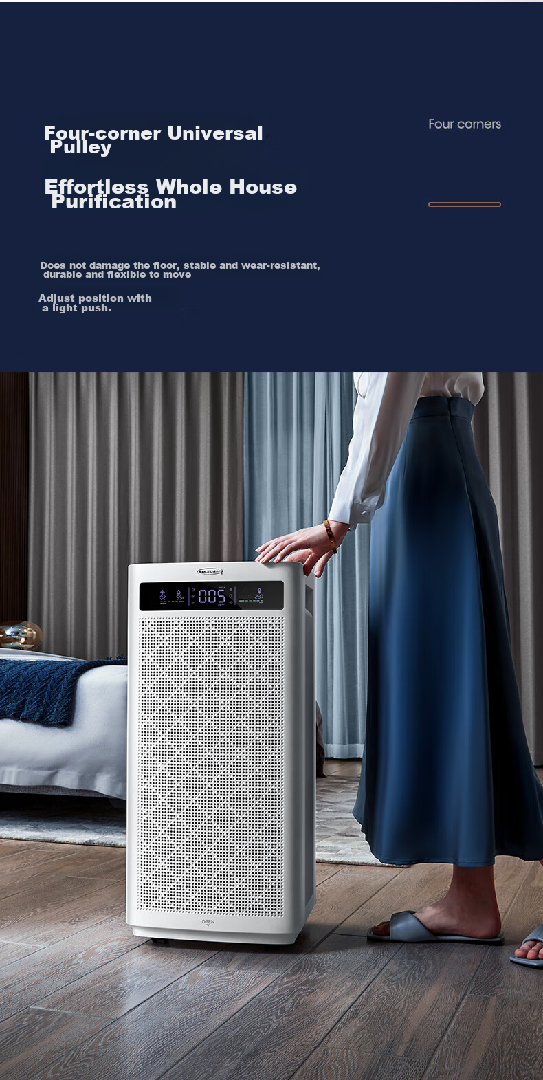 SOLEUSAIR Air Purifier Removes Formaldehyde, Bacteria, Flu Virus, Pet Hair, Odors, Allergens, Disinfects And Purifies A10 with Adsorption for Polle 22