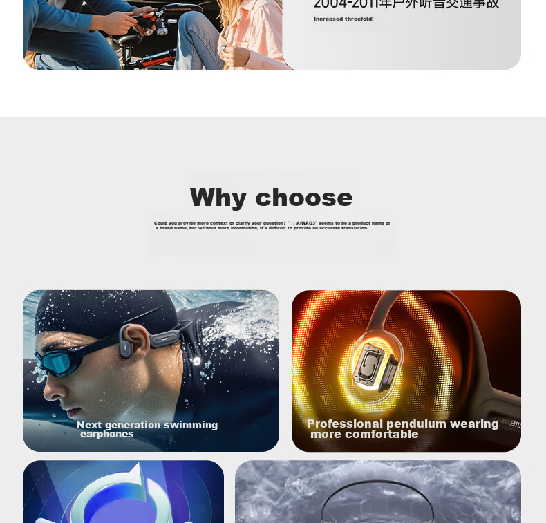 Aiwa G3 [With Built-In 32GB Large Memory], Bone Conduction Bluetooth Headphones, Sports Swimming Professional IPX7 Waterproof, Wireless Non-In Open-Ear Design, Sweat-Resistant, Long Battery Life 10