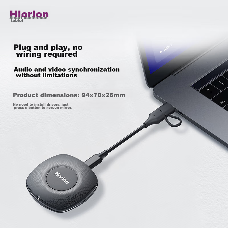 Беспроводное устройство зеркалирования экрана Horion HG-1S, 4K, для конференций, адаптер для телефона, ноутбука, проектора, USB+C