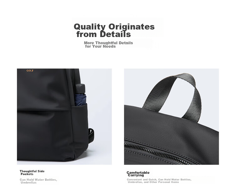 GOLF Backpack for Men, Travel Bag with 15.6-Inch Laptop Compartment, Multi-Compartment Student Schoolbag for Commuting And Business Trips 17