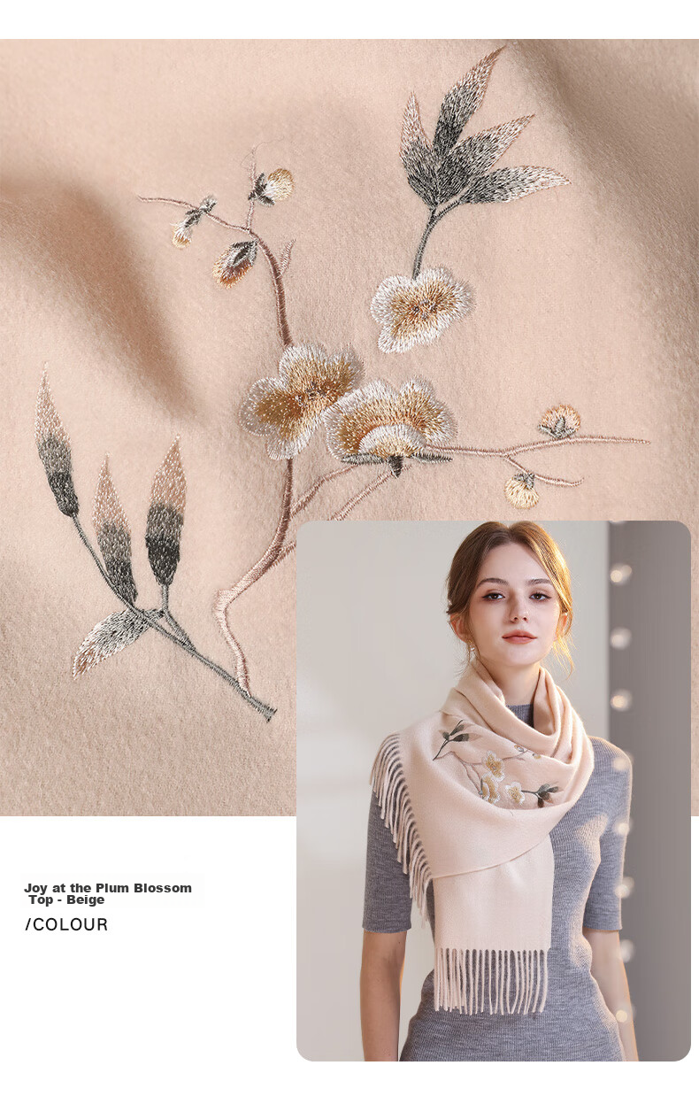 Hangsifu Pure Wool Embroidered Scarf, Neck Warmer, Outer Wrap Shawl, Autumn And Winter Warm Cloak, Birthday Gift Box for Mothers And Wome 11